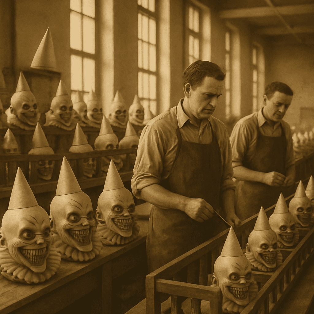 The enamel-finishing floor. Teeth are set by hand, in four rows.
