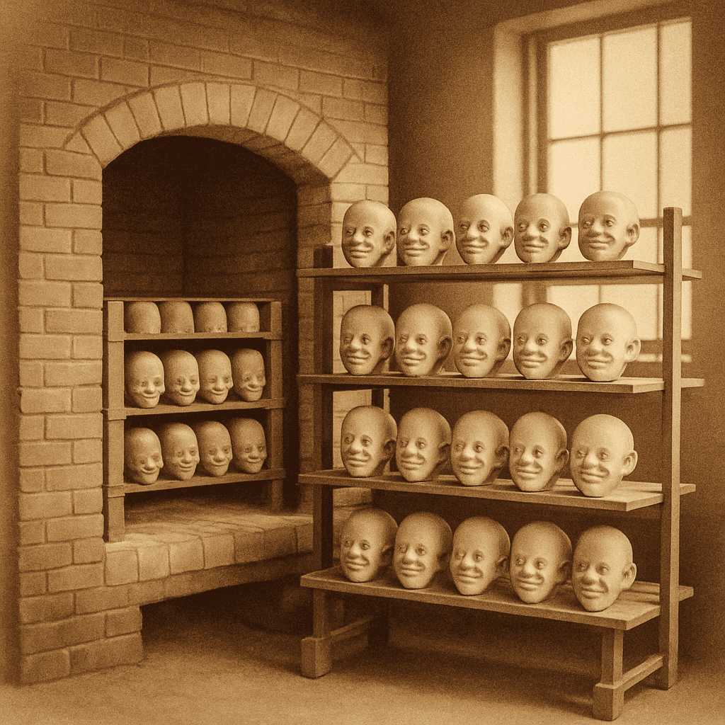 The original kiln room. Still fires every Terror Clown face.